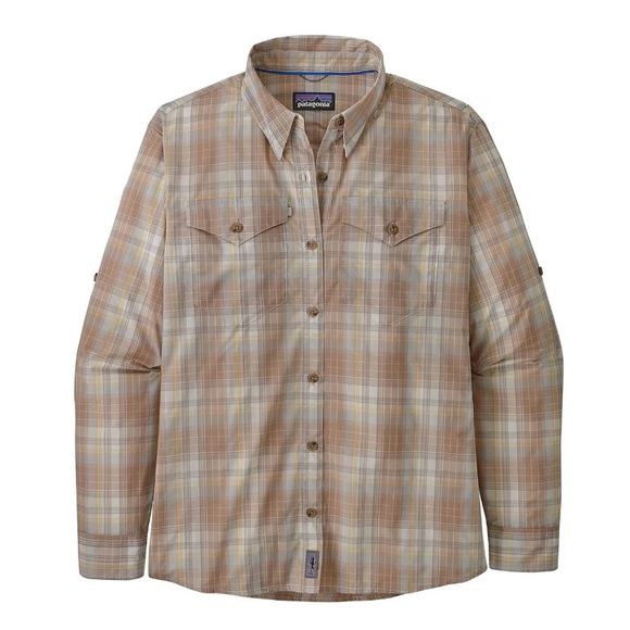 Patagonia Tops - Patagonia Women’s Sun Stretch Long-Sleeve Button Front Shirt Tan Plaid Medium